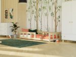 Einzel-Bodenbett FENCE für Kinder mit 2 Seitengittern