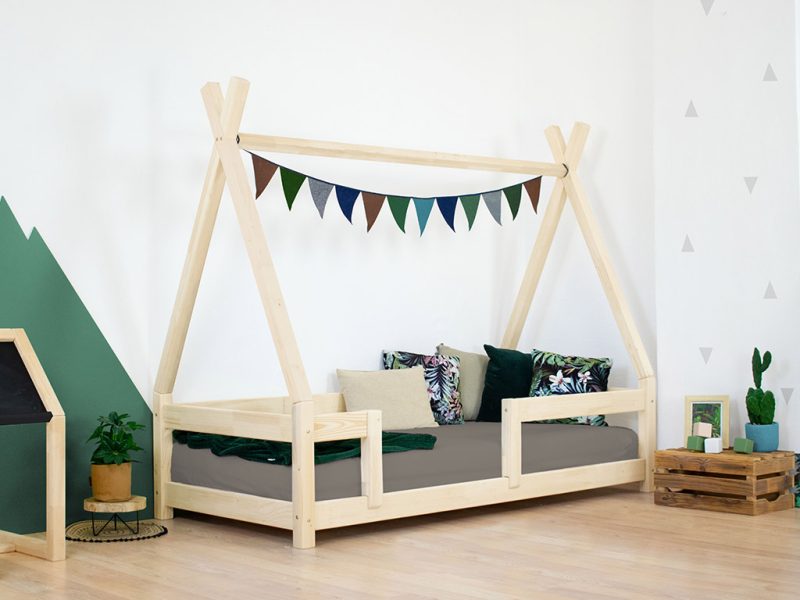 Kinder Tipi-Bett NAKANA aus Holz mit festem Rausfallschutz