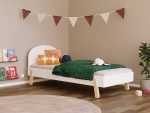Kinder-Einzelbett NOVA mit rundem Kopfteil 90x200 cm im skandinavischen Design