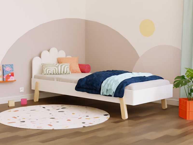 Kinder-Einzelbett NOVA mit gewölbtem Kopfteil 90x200 cm im skandinavischen Design