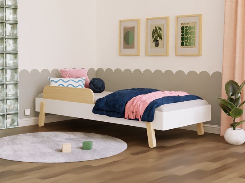 NOVA Kinder-Einzelbett mit Seitenwand 90x200 cm im skandinavischen Design