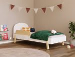 Kinder-Einzelbett NOVA mit rundem Kopfteil und Seitenwand 90x200 cm im skandinavischen Design