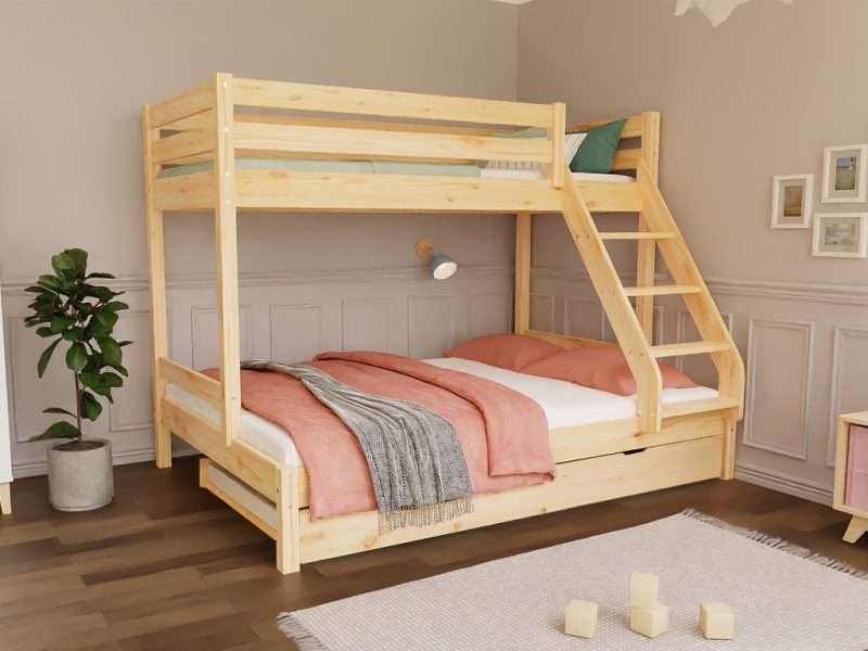ARARAT Holz-Etagenbett für 3 Personen