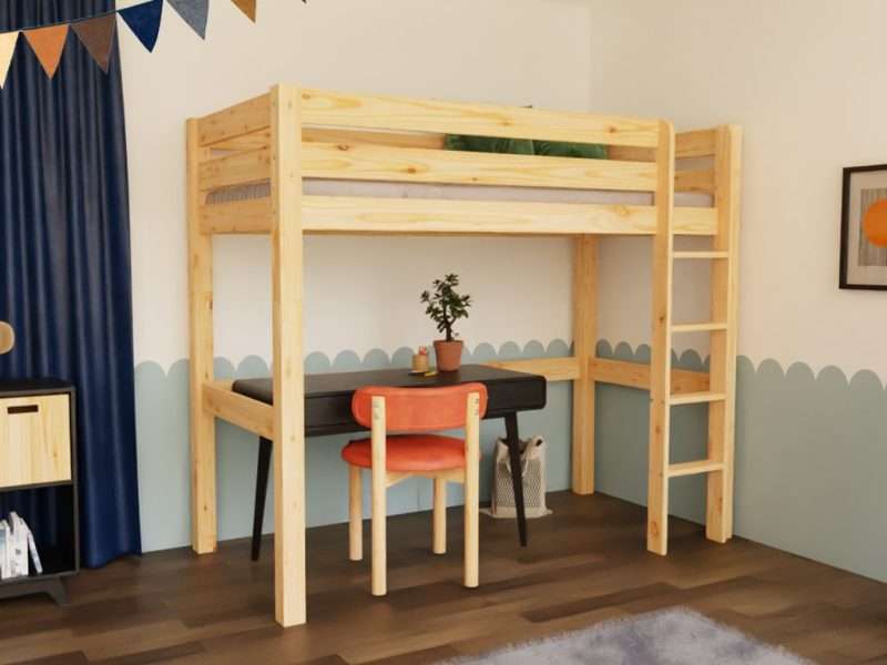 MAKALU Hochbett aus Holz für Kinder – 90x200 cm