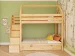 Haus-Etagenbett ALPY mit seitlicher Aufbewahrungstreppe – 90x200 cm – Bild 9