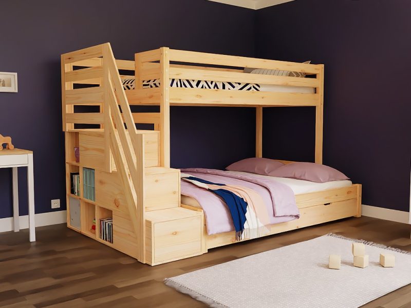 3-Personen-Etagenbett ARARAT mit Stauraumtreppe