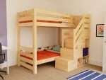 ATLAS Holz-Etagenbett mit frontalem Stauraumtreppe