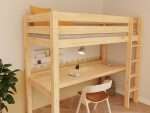 Holz-Hochbett MAKALU mit integriertem Schreibtisch – Bild 5