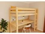 Holz-Hochbett MAKALU mit integriertem Schreibtisch – Bild 3