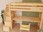 Holz-Hochbett MAKALU mit Aufbewahrungstreppe und Schreibtisch – Bild 4