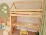 Spielhaus-Hochbett MANASLU mit Schreibtisch und Aufbewahrungstreppe – Bild 4
